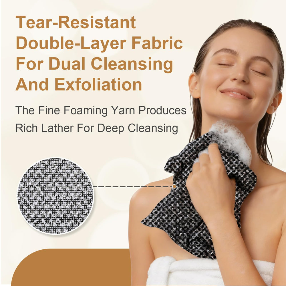 Blissal Toalla Exfoliante para ducha, foco tejido hexagonal, limpieza profunda de poros