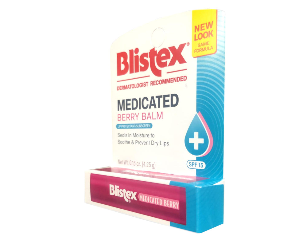 Blistex Bálsamo Medicado de Bayas hidrata labios durante todo el año.