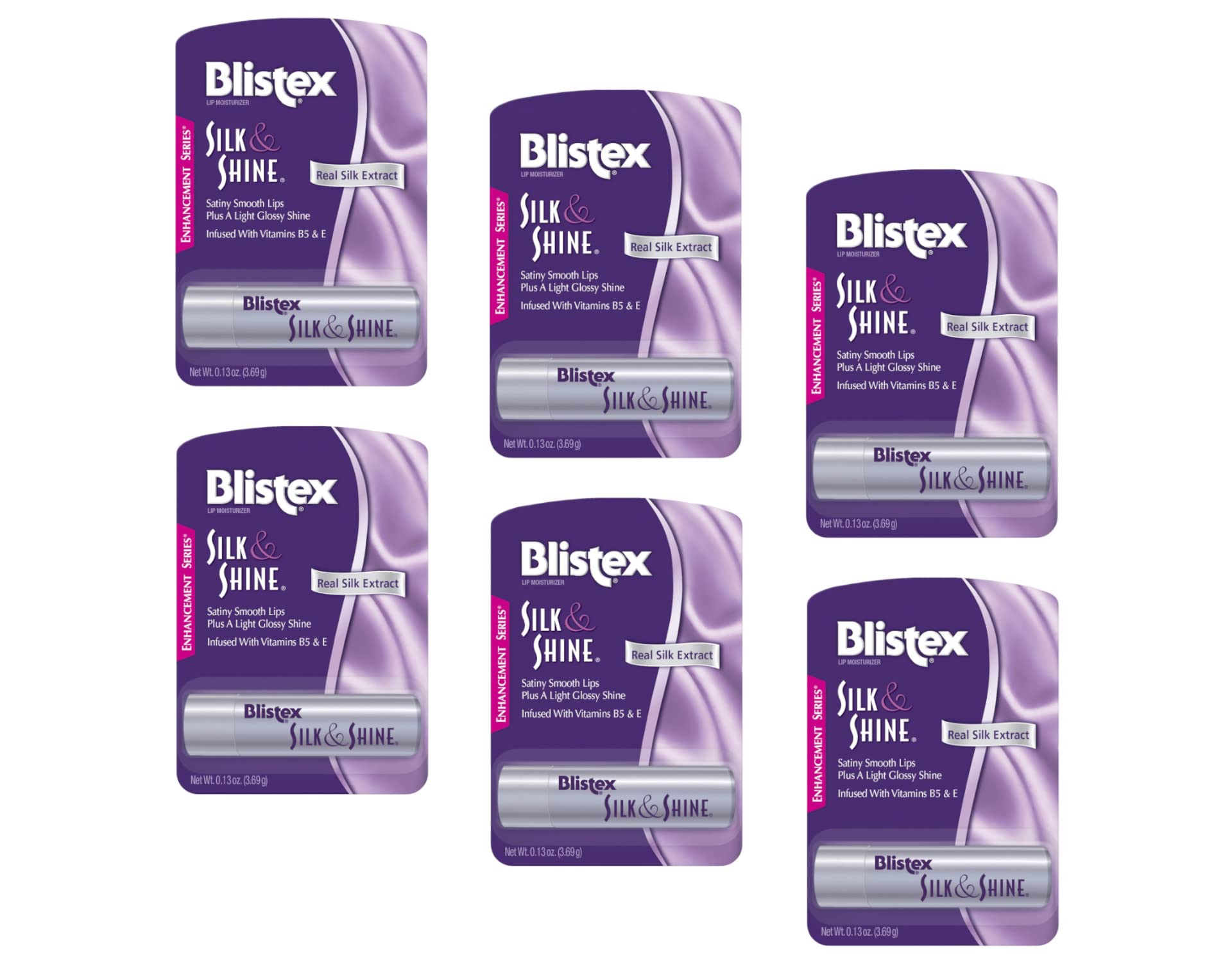 Blistex Silk & Shine paquete de 6 tubos para hidratación rápida de labios.