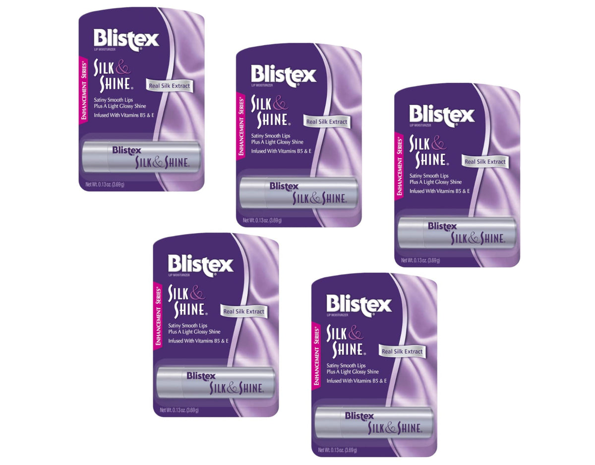 Blistex Silk & Shine paquete 5, labios suaves con brillo ligero para uso diario.