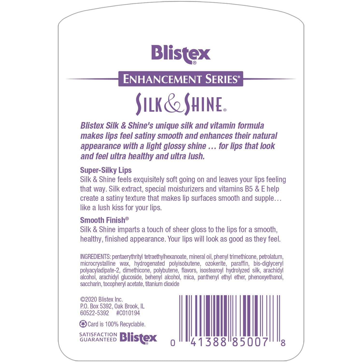 Blistex Silk & Shine textura satinada, labios lisos y nutridos.