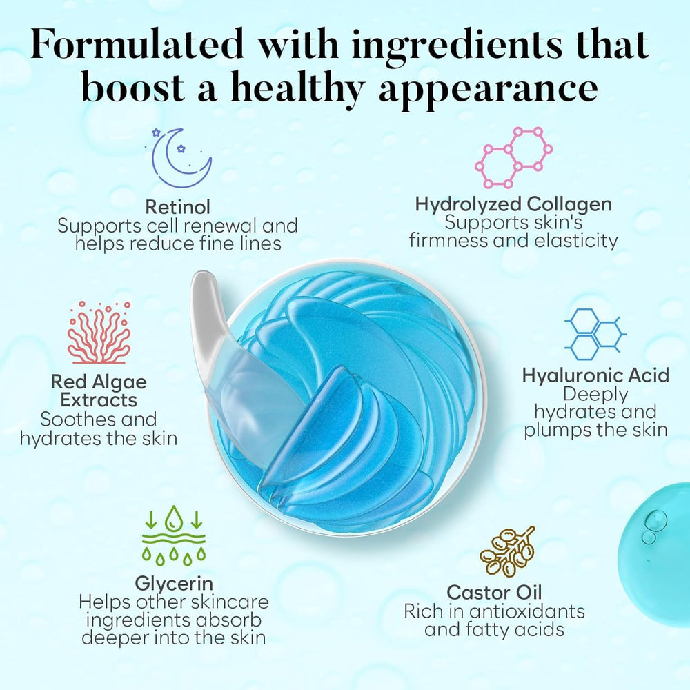 BLOOMORA parche de gel para ojos: textura suave y sensación refrescante.