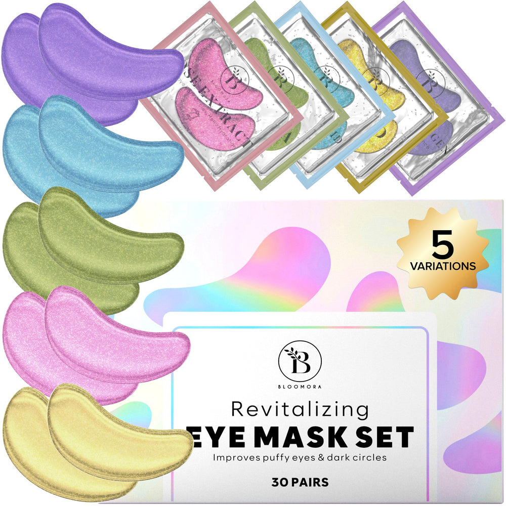 Bloomora variedad de parches para ojos: 30 pares para deshinchar y revitalizar la mirada.