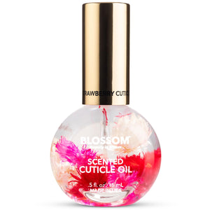Blossom Aceite para Cutículas en bote 0.5 oz con aroma a fresa.