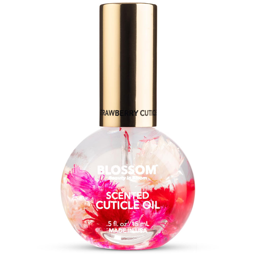 Blossom Aceite para Cutículas en bote 0.5 oz con aroma a fresa.