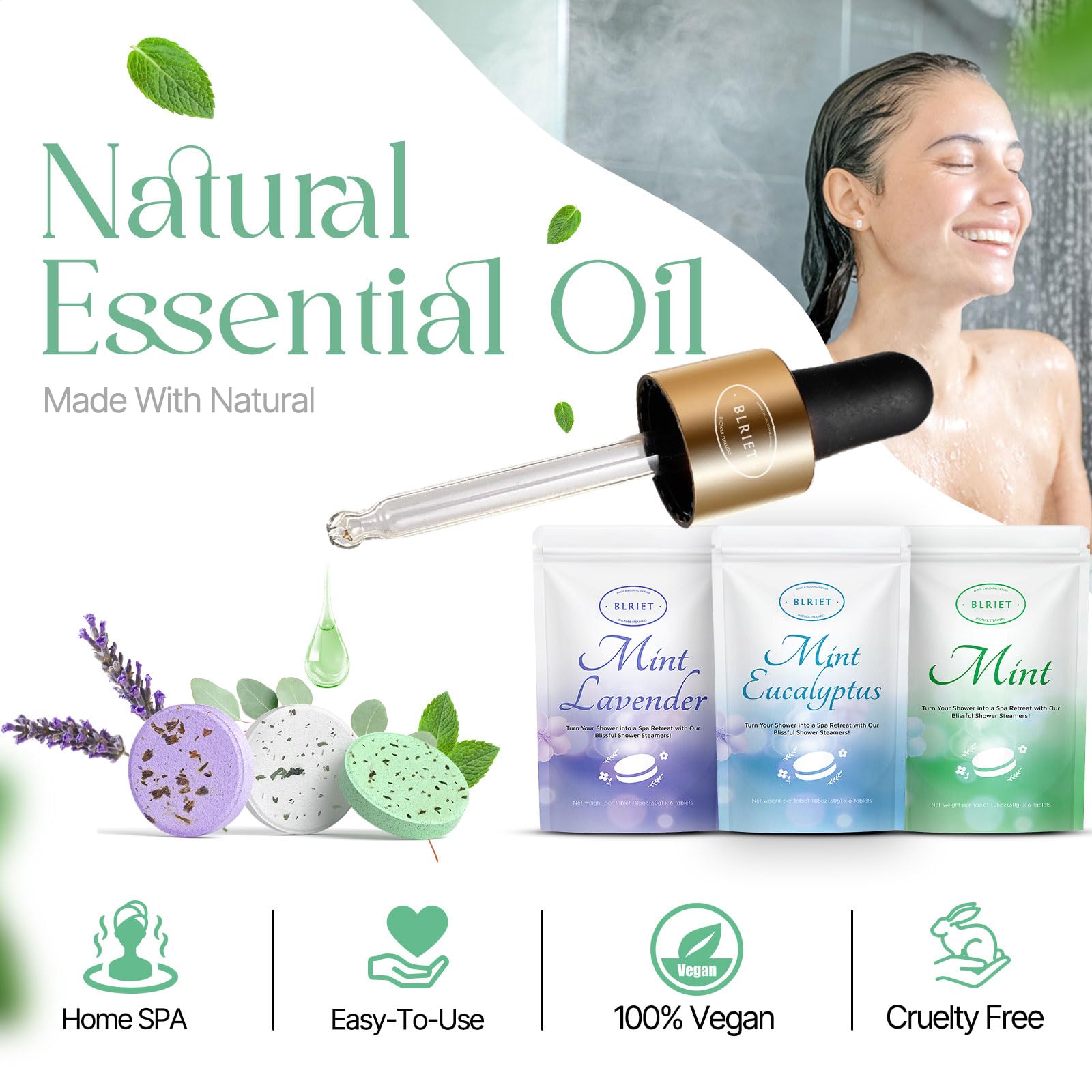 BLRIET bomba ducha lavanda aroma calmante para spa en casa