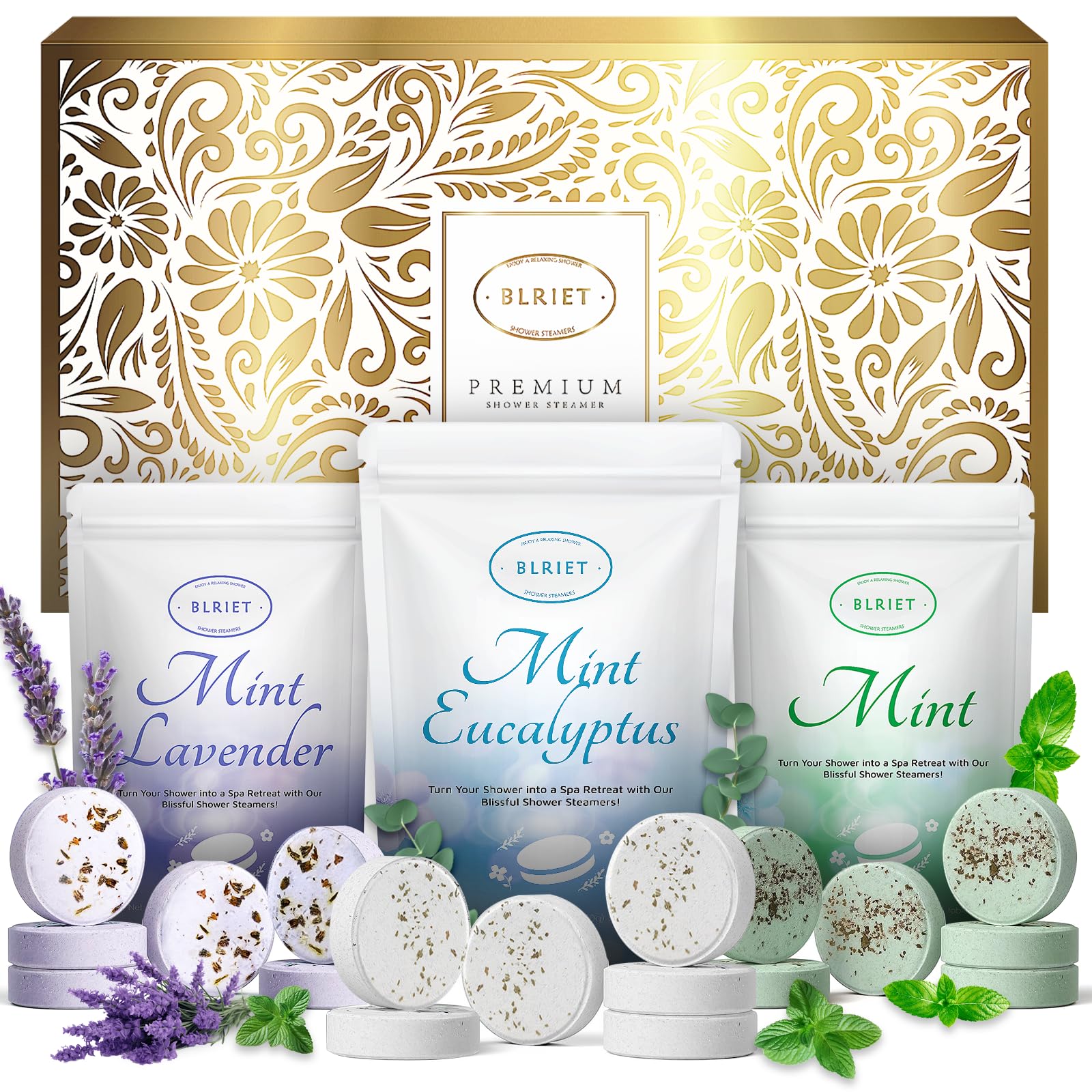 BLRIET bombas ducha mentoladas con lavanda para relajación diaria