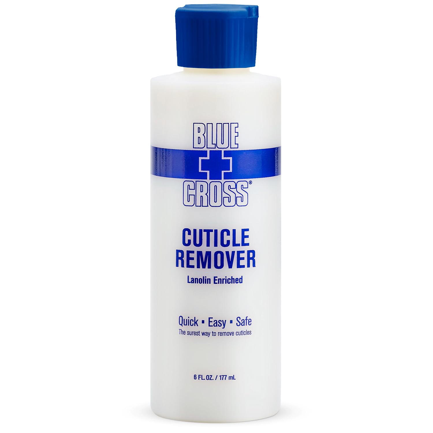 Blue Cross Cutícula Remover Líquido Botella: tratamiento rápido para cutículas suaves y uñas limpias.