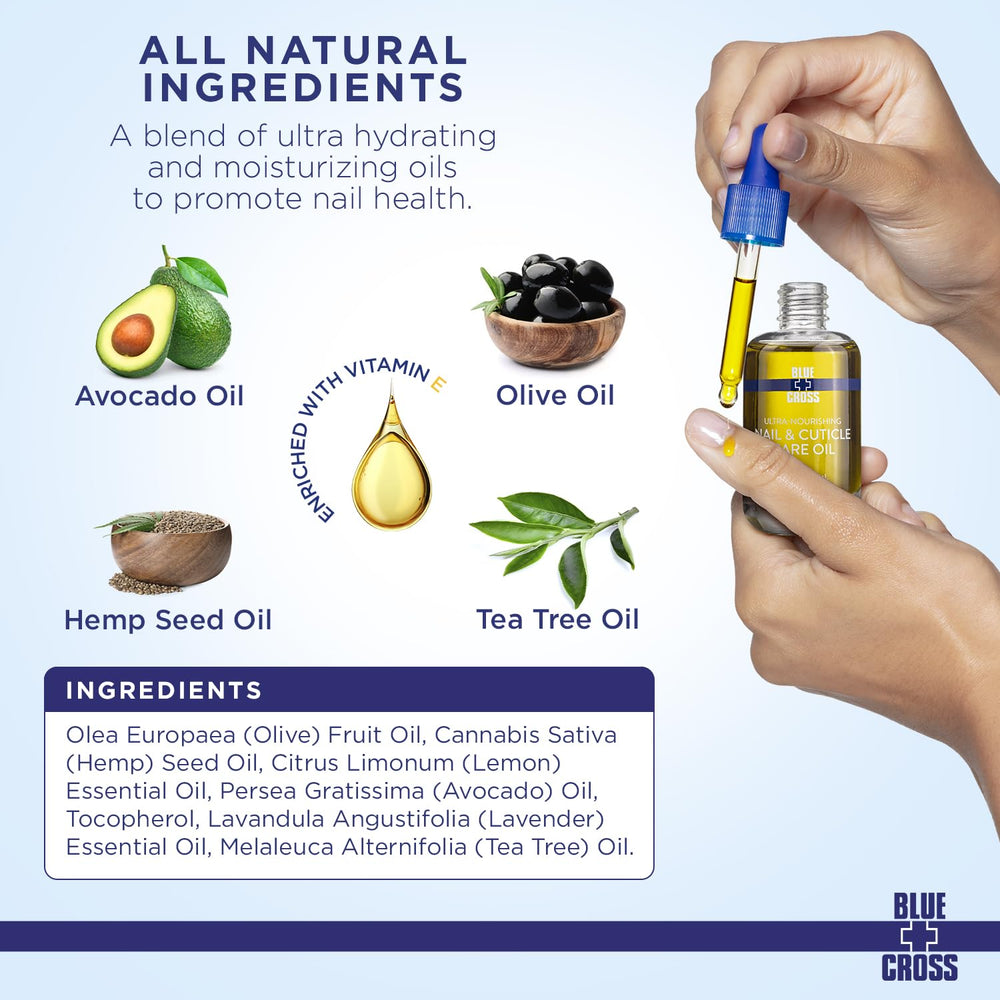 Blue Cross: aceite natural para uñas y cutículas, nutre diariamente.