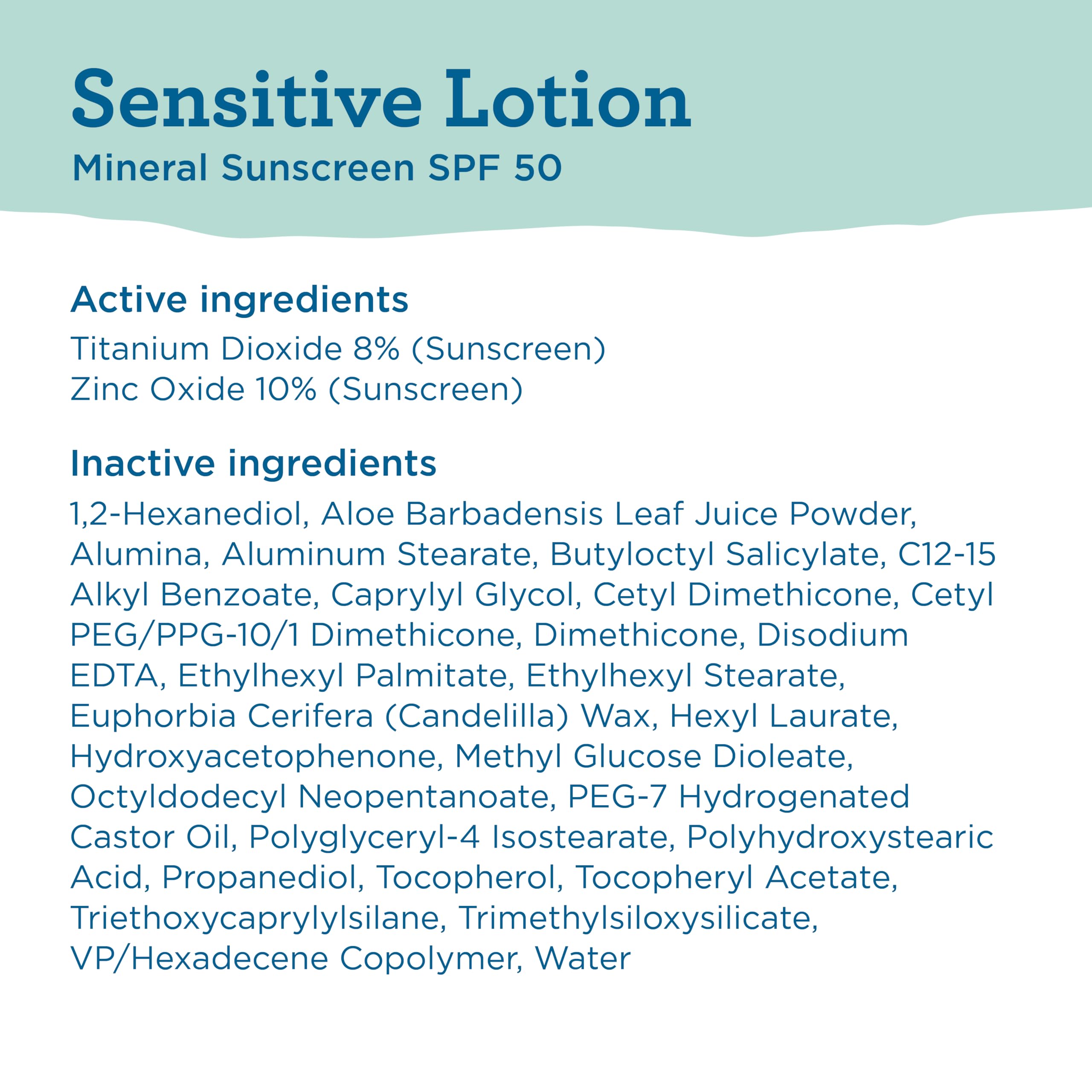 Blue Lizard Sensitive Mineral SPF 50 aloe calmante para piel sensible.