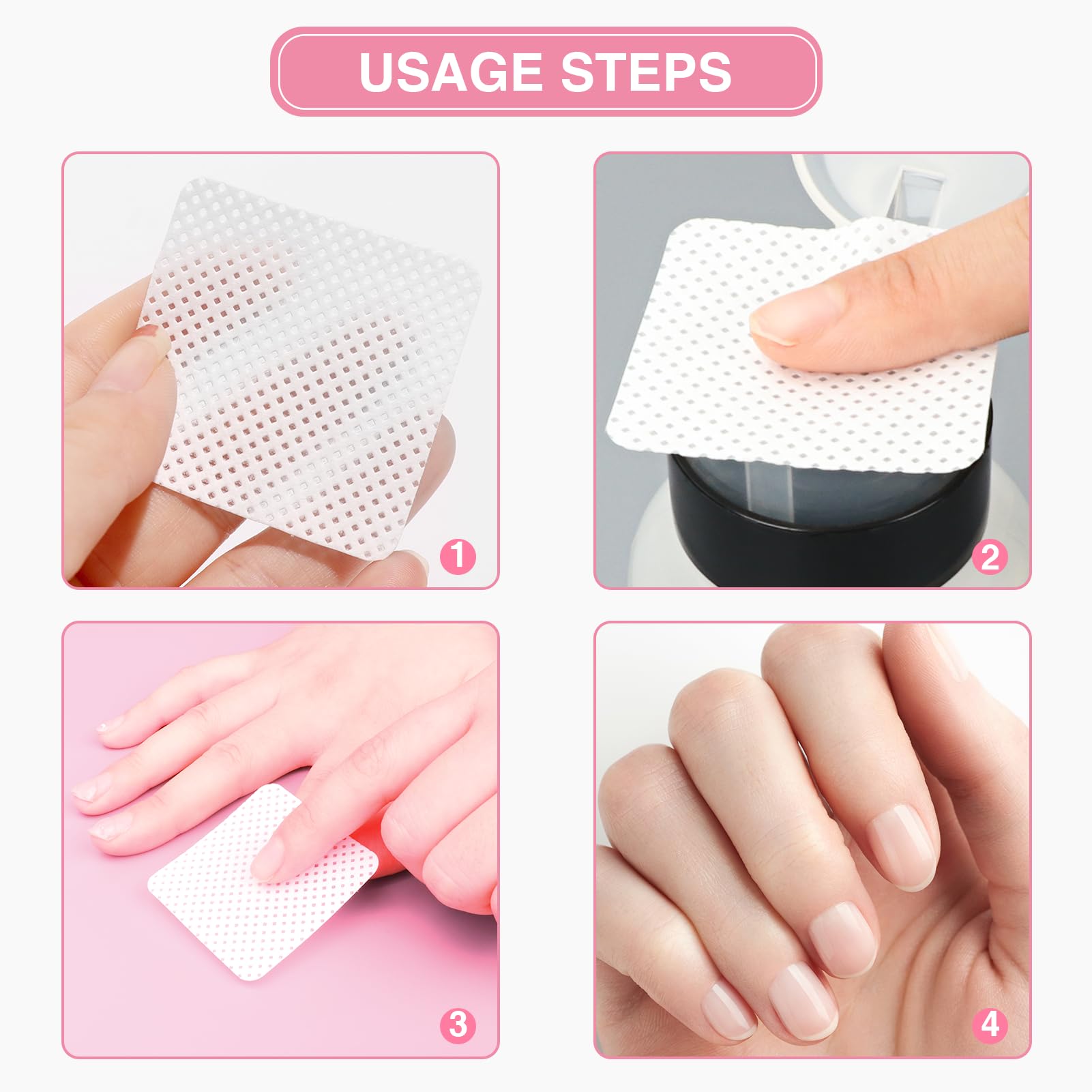 BLUERISE toallitas uñas para quitar esmalte, rosa, limpieza suave sin pelusa
