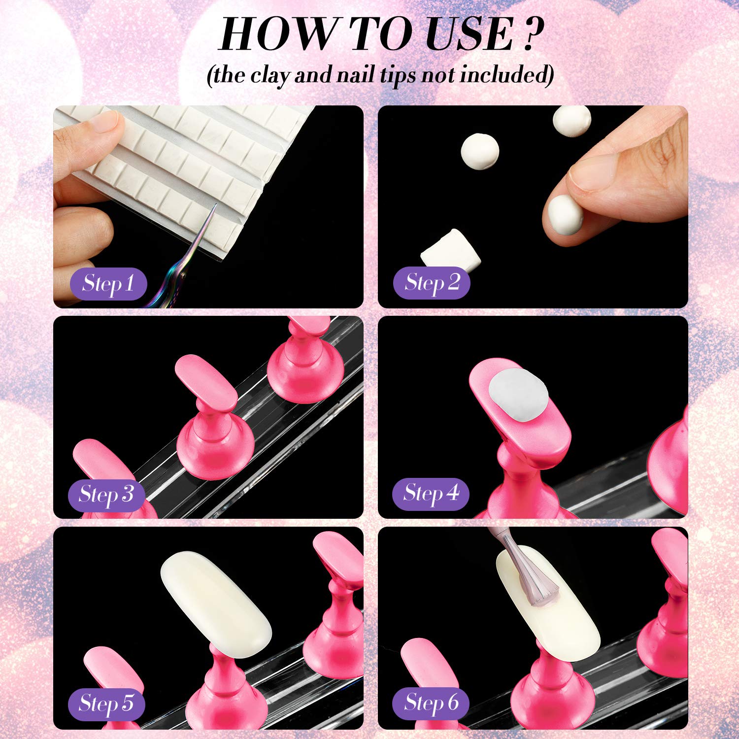 Blulu exhibidor magnético de puntas en negro para entrenar nail art en salón