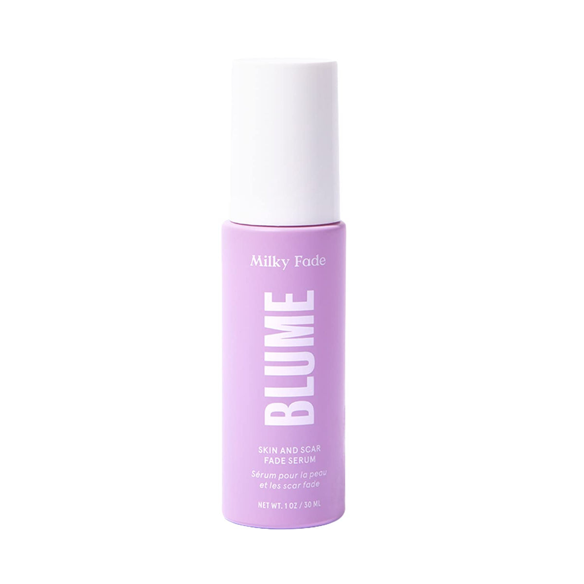Blume Milky Fade serum frente a la botella, ayuda a tono más uniforme.