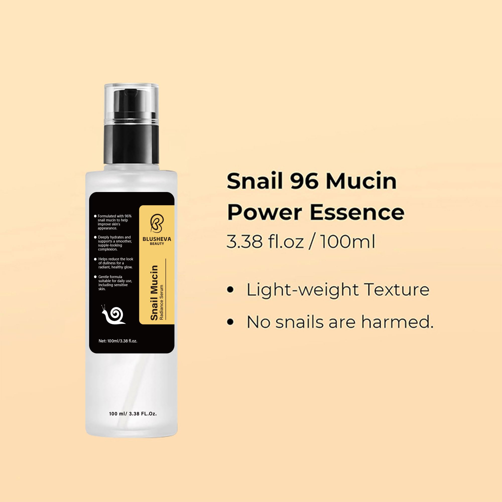 Blusheva Beauty Snail Mucin Serum, uso diurno para nutricion suave.