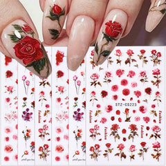 BMKKOT pegatinas de uñas rosa 3D para diseño floral duradero.