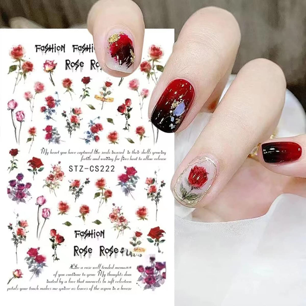BMKKOT uso para uñas acrílicas o gel con rosas brillantes.