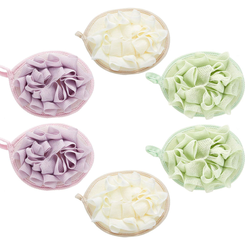 Boao puf ducha exfoliante con flor beige, ideal para exfoliar suavemente la piel