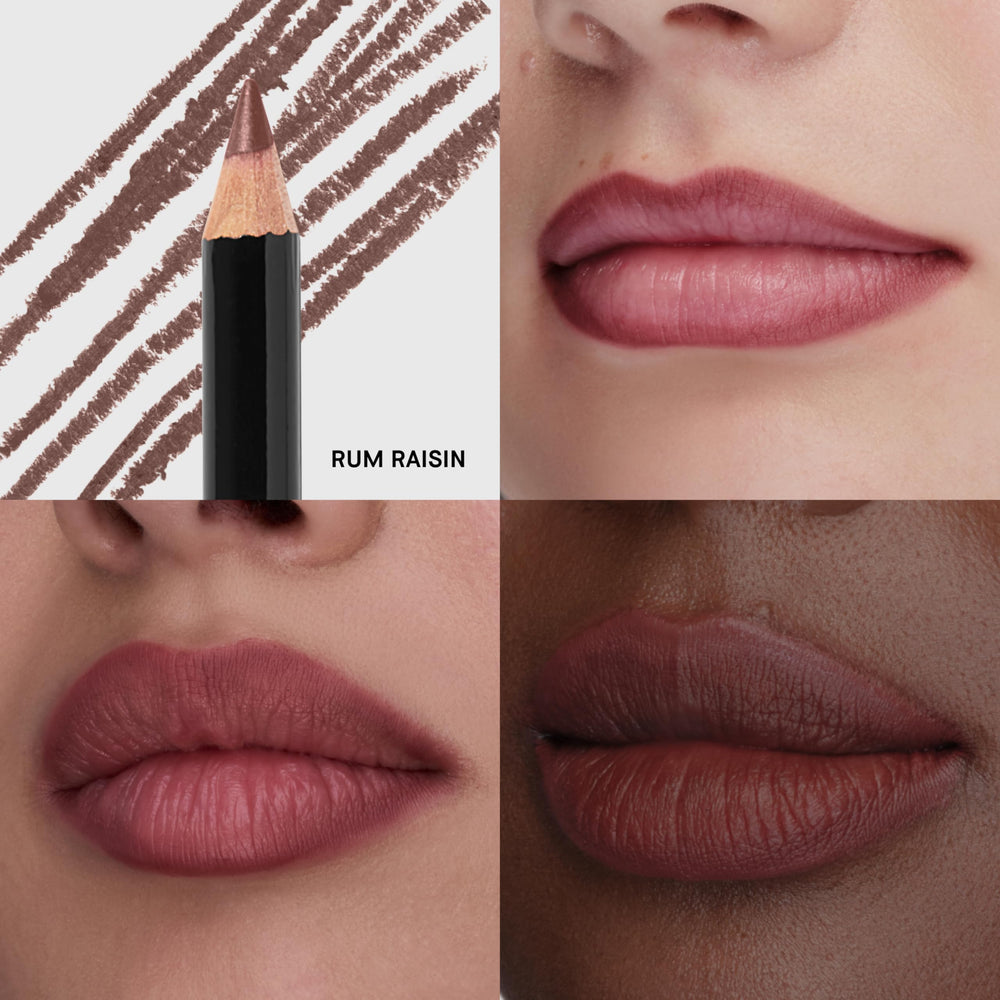 Delineado natural con Bobbi Brown Rum Raisin realza el contorno de labios.