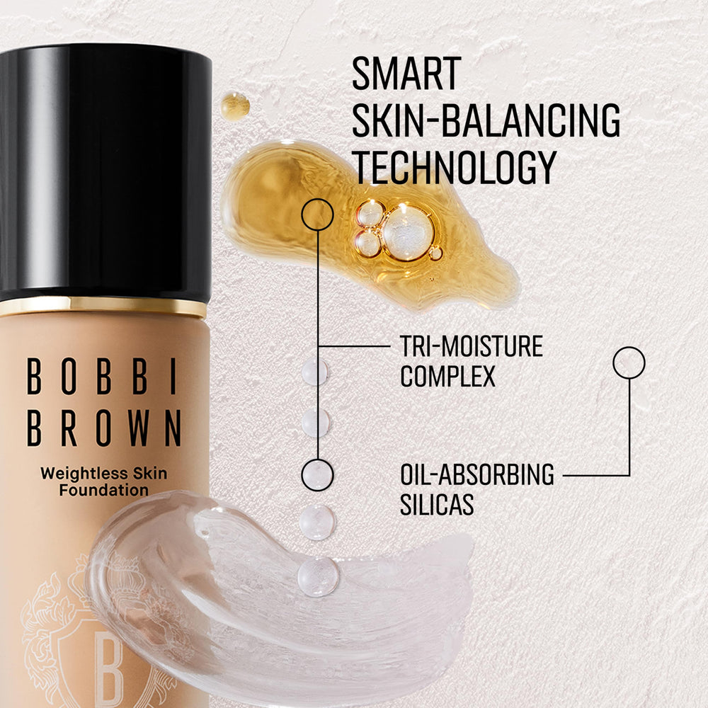 Bobbi Brown Weightless Skin Foundation control de aceite durante el día.