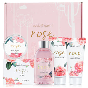 BODY & EARTH gel de ducha rosa, hidratación suave para pieles sensibles.