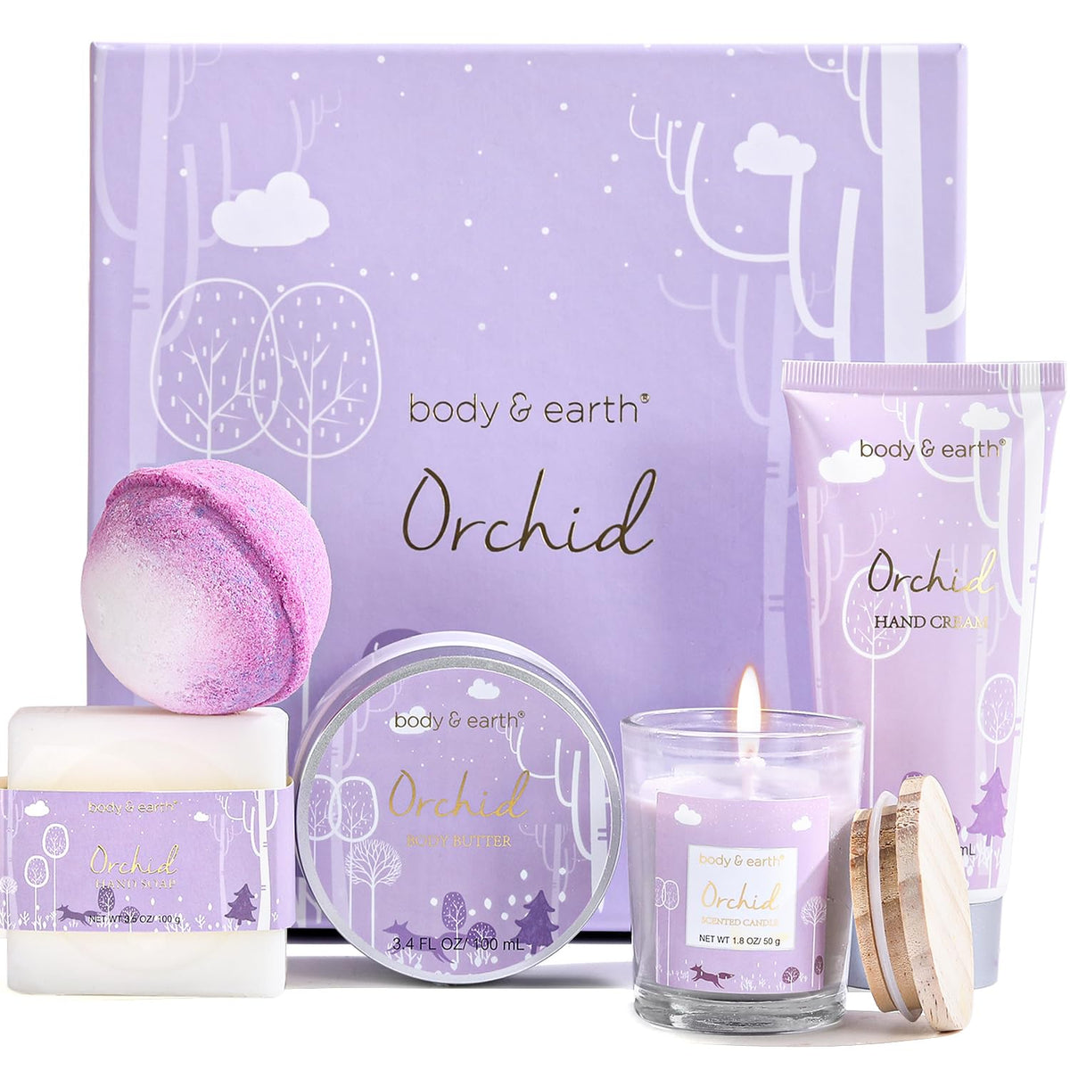 BODY & EARTH vela de orquídea para spa en casa, aroma suave y relajante.