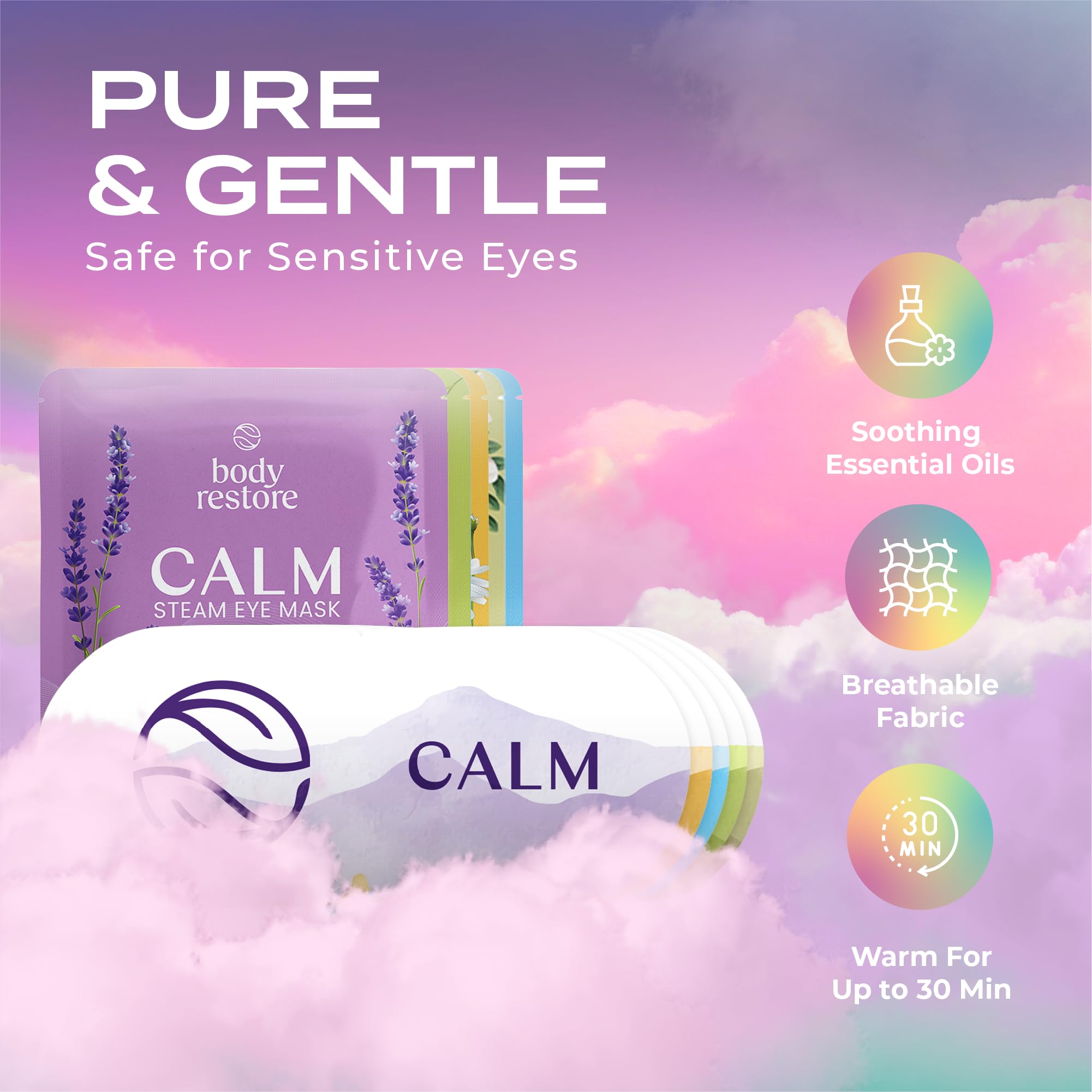 Body Restore compresas oculares manzanilla autocalentables para calma al final del día