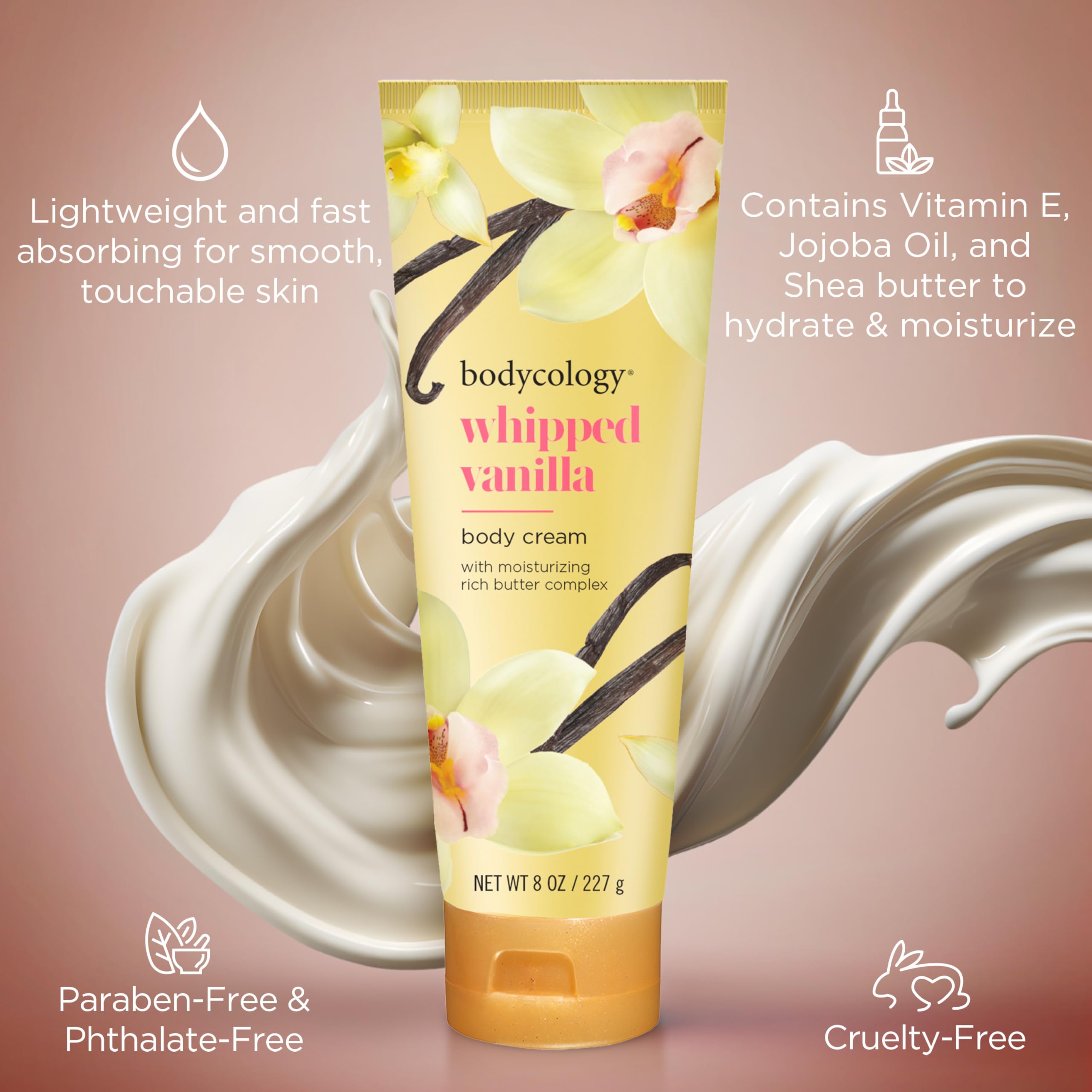 Bodycology botella de crema corporal con dispensador cómodo.