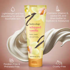 Bodycology botella de crema corporal con dispensador cómodo.