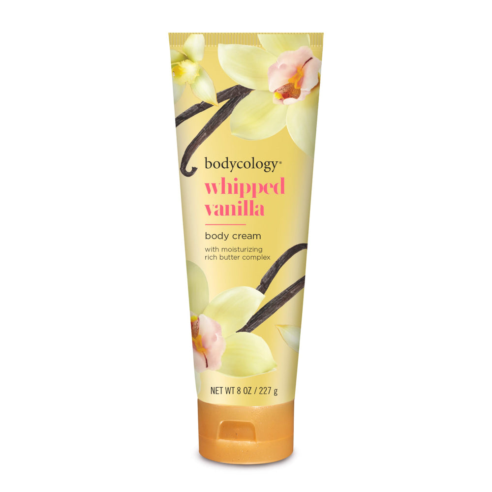 Bodycology Whipped Vanilla crema corporal, textura cremosa que hidrata profundamente.