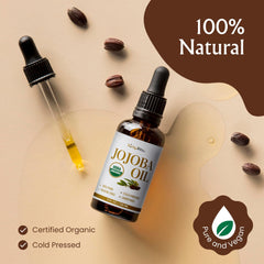 Aplicación facial con aceite de jojoba orgánico BodyJ4You para hidratar la piel.