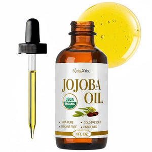 BodyJ4You Aceite de Jojoba orgánico, botella, para uso diario en piel.