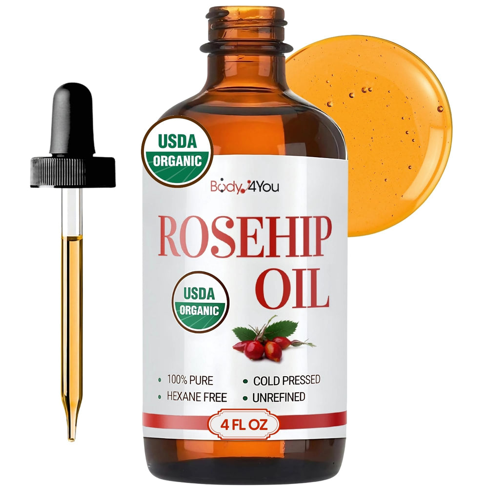 BodyJ4You Aceite de Rosa Mosqueta en botella de vidrio para rostro, hidratación suave