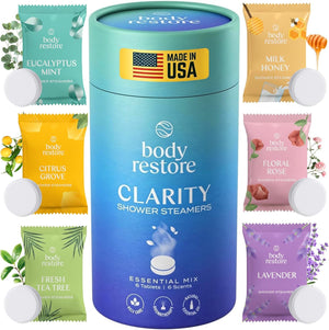 Body Restore Claridad Bosque: empaque del pack de 6 duchas para aromaterapia.