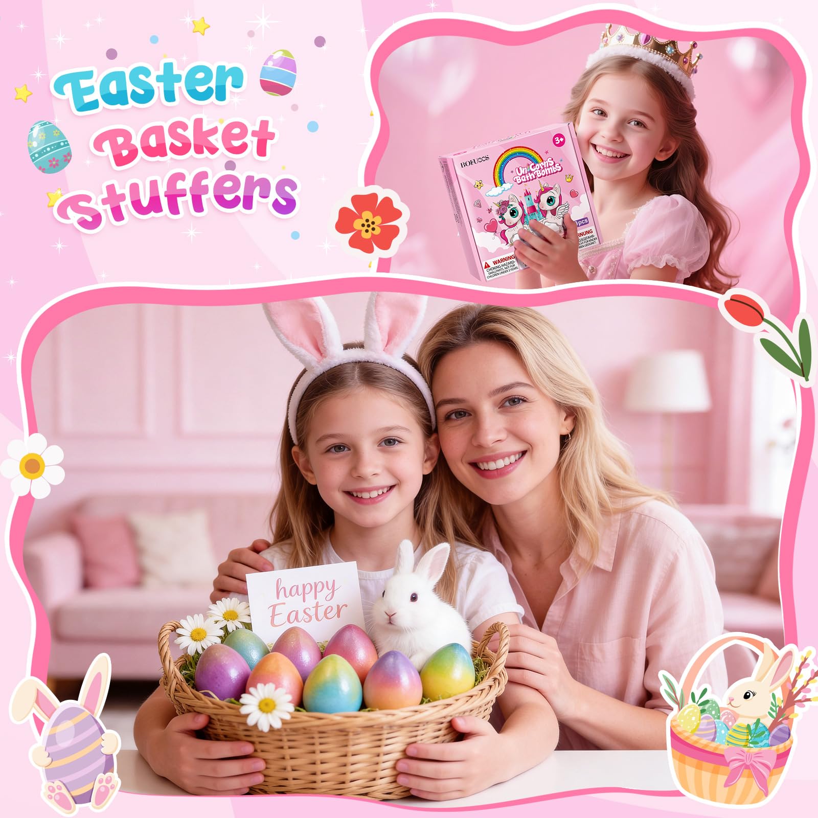 Bombas Bofuoos unicornio colores vivos para baño lúdico.