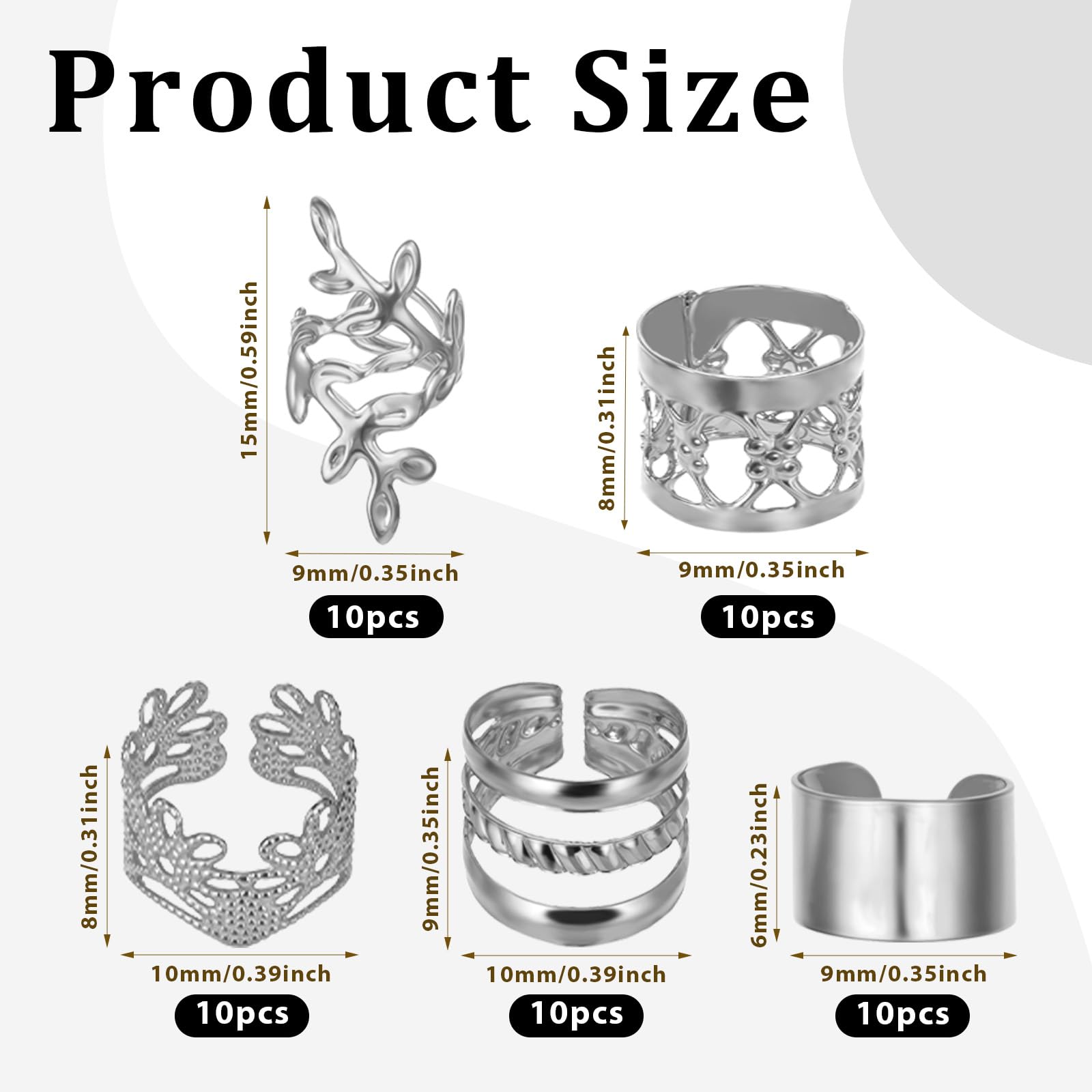 BOHUIZ accesorio para trenzas plata: varios estilos para crear peinados únicos.