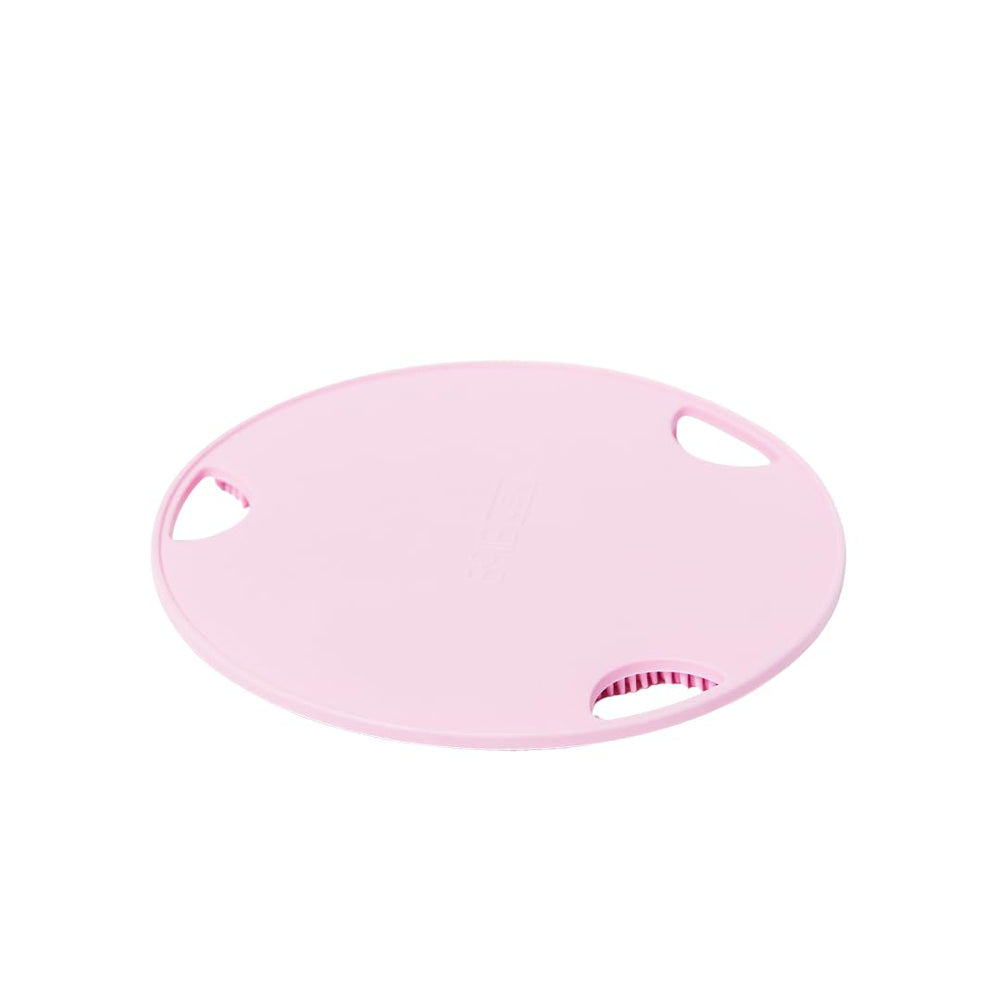 Boie USA Flat Body Scrubber rosa, vista lateral, limpieza eficaz en la ducha.