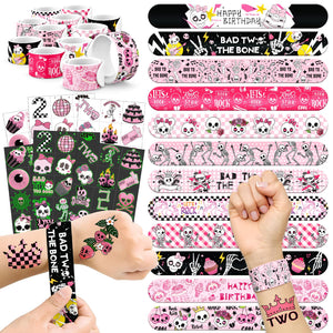 BOIKOKY Bad Two the Bone: pulseras punk con cráneos que brillan en oscuridad para fiestas