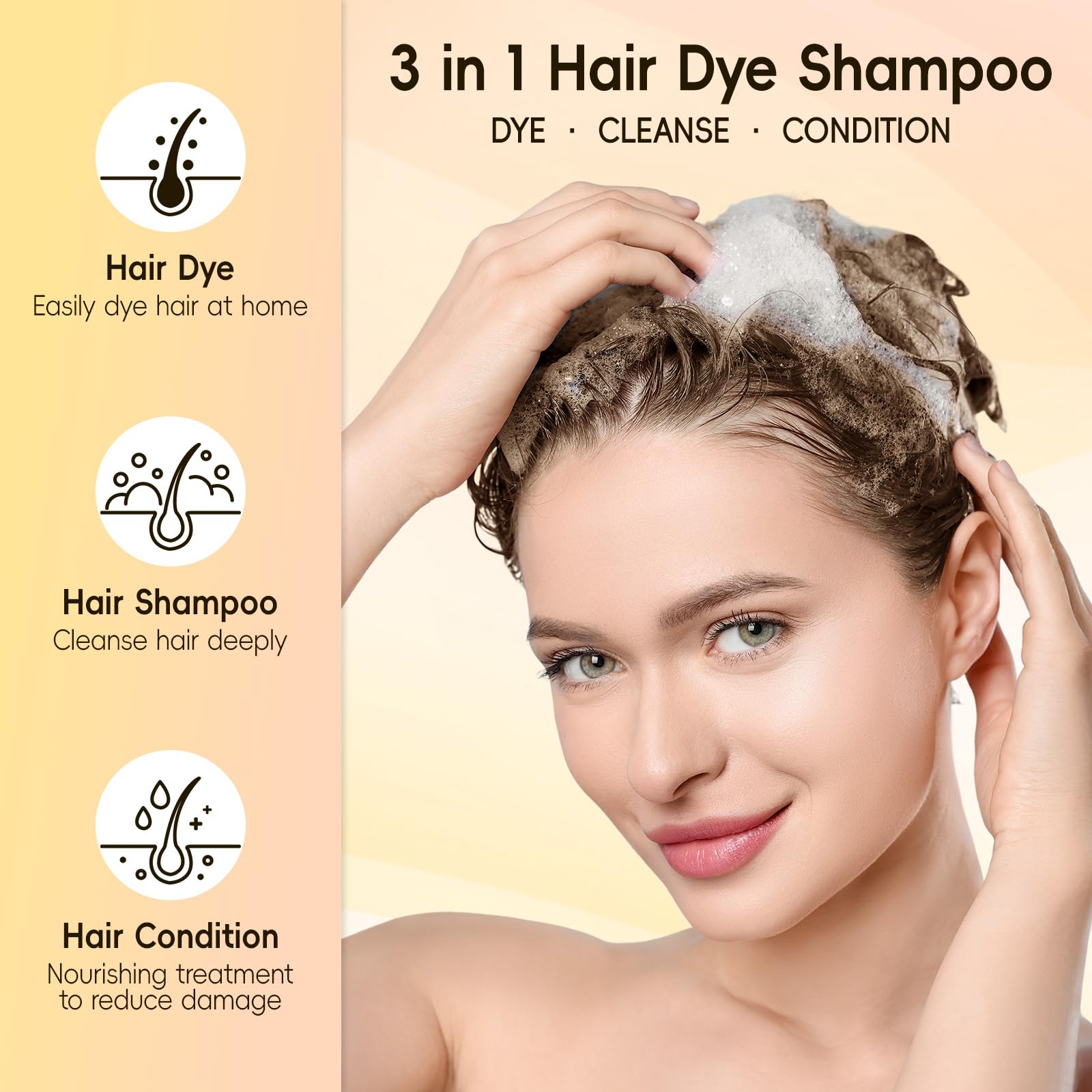 BOJICA Champú Tinte 3 en 1: cobertura total de canas con color duradero.