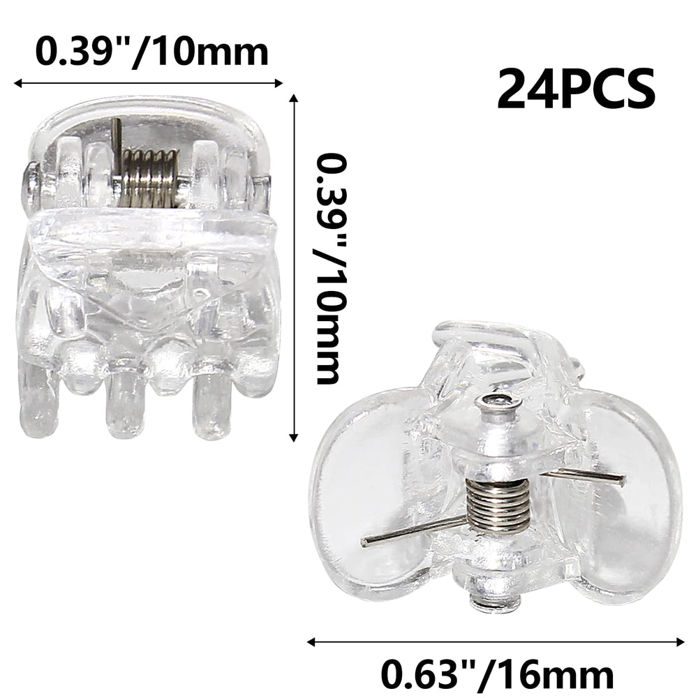 BokWin pinzas mini 10 mm transparentes, conjunto práctico para niñas.