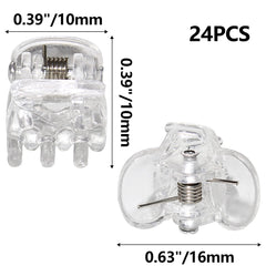 BokWin pinzas mini 10 mm transparentes, conjunto práctico para niñas.