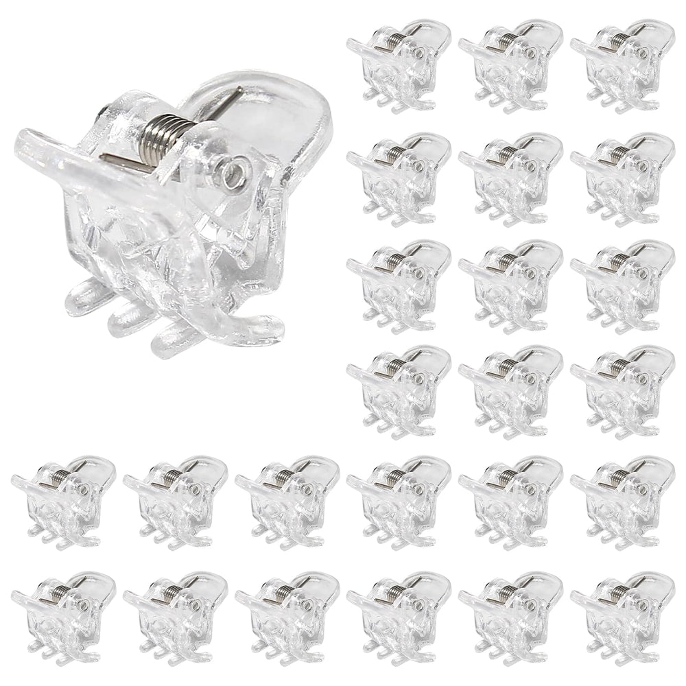 BokWin pinzas mini 10 mm transparentes, vista frontal para fijar peinados diarios.