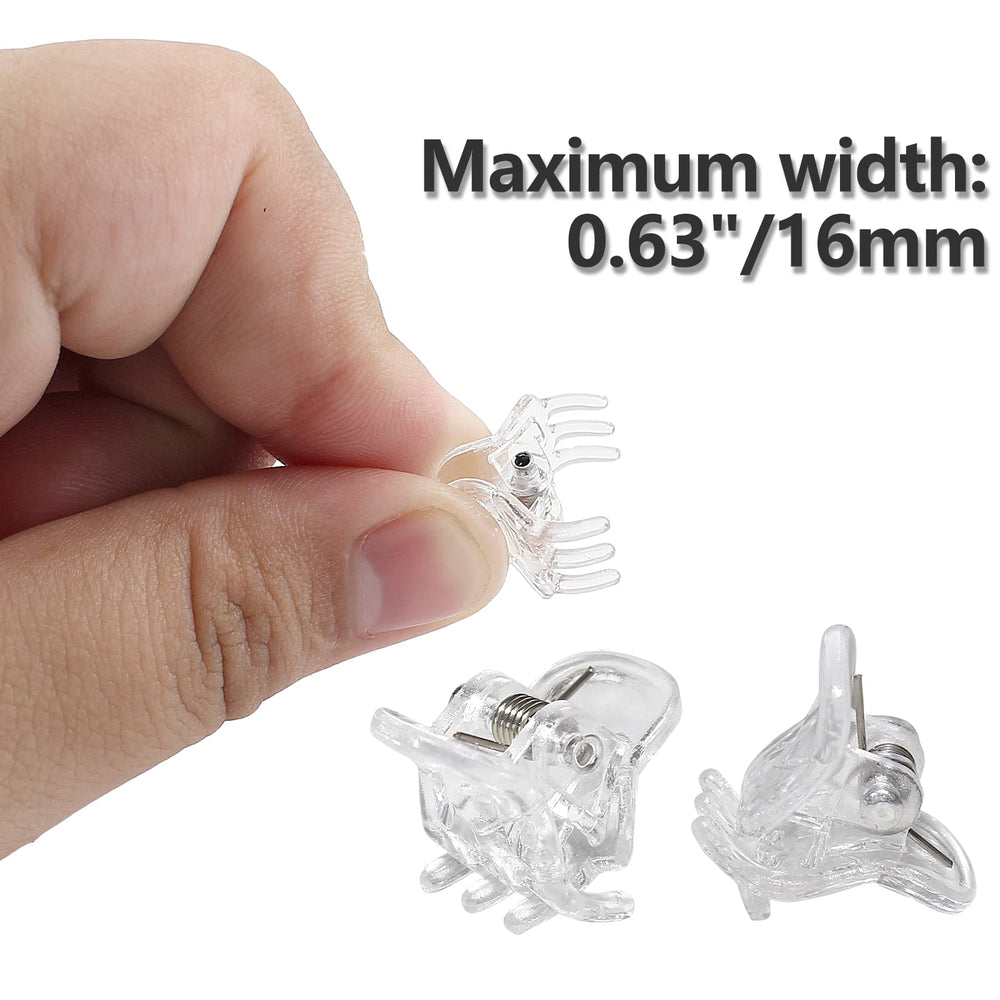 BokWin pinzas mini 10 mm transparentes, vista lateral para sujetar mechones.