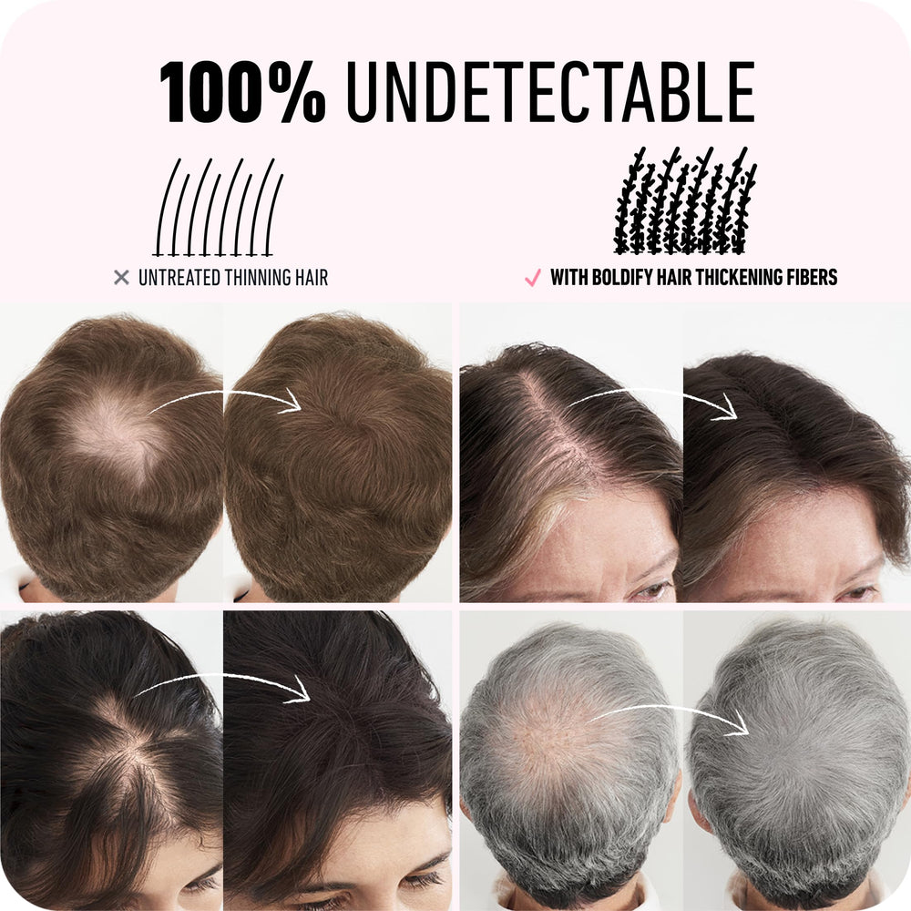 Boldify Fibras para Cabello: resistentes al viento para fijación todo el día.