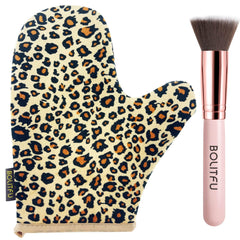 BOLITFU: guante bronceador Leopardo para una aplicación uniforme sin sol.