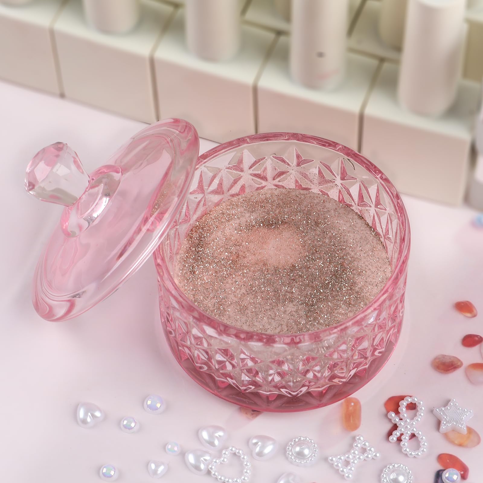 BOMOQING dappen dish rosa con empaque de espuma protectora.