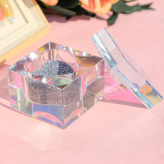 BOMOQING tazón de mezcla cuadrado de cristal con tapa, ideal para uñas acrílicas