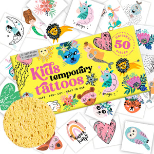 Bonbaloo tatuajes infantiles estilo fantasía, 50 diseños únicos para juego imaginativo.