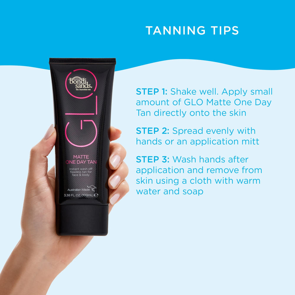Bondi Sands GLO Matte One Day Tan fácil de limpiar con jabón y agua