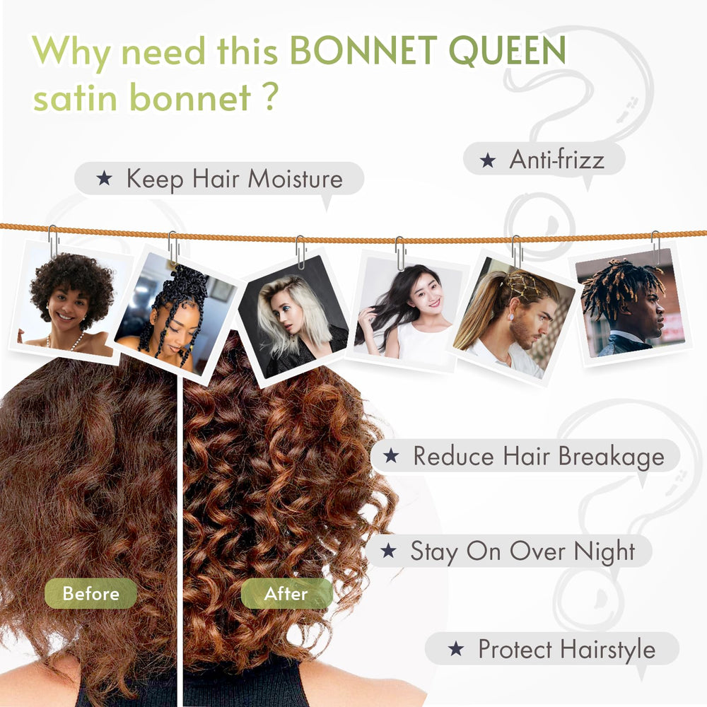 BONNET QUEEN protección de bordes y rizos con banda de sujeción