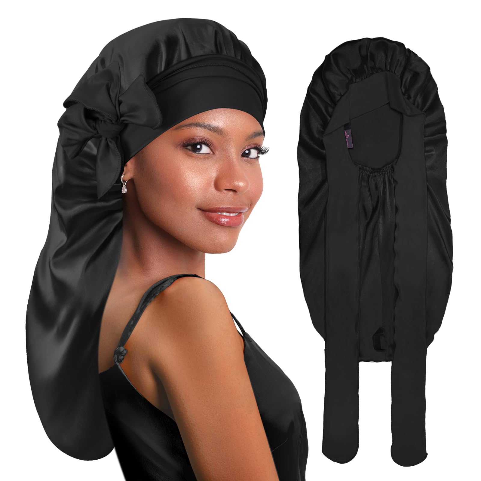 BONNET QUEEN bonete para trenzas de satén con ajuste cómodo para la noche.